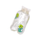 Closeup of the transparent, multi-design hot water bag with its soft cover.