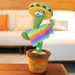 Vibrant green dancing cactus toy with glowing LED lights and musical features.
