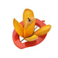 Detail of the mango cutter's durable ABS frame and sharp stainless steel cutting edge.