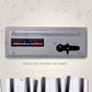 Close-up of the microphone input on the kids piano keyboard.
