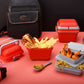 Secure airtight lunch box with a convenient foldable handle, perfect for travel.