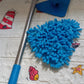 The complete Velvet Wipe triangle mop with its extendable handle ready for use.