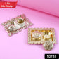 Close-up of rectangular pooja thali tray with ornamental border and pooja essentials