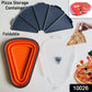 Tidy Table's pizza container shown collapsed, highlighting its space-saving design for easy storage.