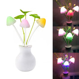 Multicolor LED mushroom night light illuminating a room with a soft glow.
