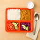 Close-up of the smooth, easy-to-clean surface of the 3-compartment tray.