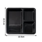 Durable plastic serving tray featuring raised rim to minimize spills