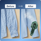 Comparison shot of the mini steam iron with other items, showing its compact size.
