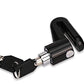 Reliable disc lock shown with its two keys for motorcycle and bike security.