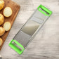 Stainless steel vegetable slicer with dual blades and unbreakable handle