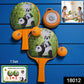 Kids indoor ping pong trainer set featuring two panda design paddles and three balls