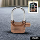 Close-up of the metallic anti-theft padlock shackle and keyhole.