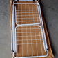 Portable foldable laundry drying stand with cross-leg base on balcony