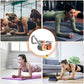 The fitness ab roller with its detachable handles and knee mat holder.