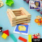 Full set of Wooden Pattern Puzzle pieces and pattern cards laid out on a table.