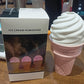 Ice cream cone shaped humidifier misting air with LED nightlight on