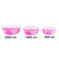 Reusable kitchen storage boxes of multiple sizes in pink and white