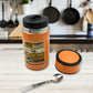 Close-up view of the leakproof lid, integrated handle, and foldable spoon on the durable water bottle.