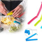 Plastic bag clips neatly organized, showcasing their compact design.