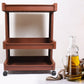 Stylish plastic bar cart ready for serving beverages and snacks.
