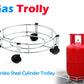 Stainless steel gas cylinder trolley for home kitchen use, not industrial