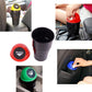 Small car trash bin with its lid open, revealing inner capacity.