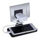 PHOBIA Mobile Charging Stand in grey, demonstrating its secure grip for various phone sizes.