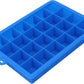 Multiple stackable silicone ice cube trays in assorted colors.