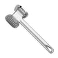 Ergonomic meat tenderizer hammer for preparing beef and chicken.