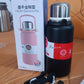 Sturdy black insulated thermos bottle suitable for school and office hydration