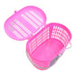 Compact plastic storage basket, great for bathroom essentials or desk organization.