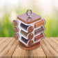 Ganesh 12-jar revolving spice rack, showcasing transparent jars with a wood-finish base.