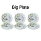 High-quality 32-piece plastic tableware set displayed on a table.