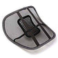 User demonstrating the comfortable ventilation back rest in an office chair.