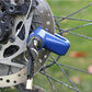 High-strength anti-theft disc lock for scooters and bikes in black finish.