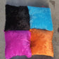 Elegant fluffy cushion pillow adding warmth to sofa