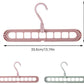 A folding 9-hole clothes hanger, designed with anti-skid texture to secure garments.