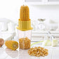 Plastic corn stripper with a transparent collection bowl for easy kernel removal.