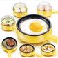 Siplix Electric Egg Boiler Frying Pan, a versatile 2-in-1 kitchen appliance in a modern kitchen setting.