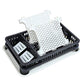Compact dish drying rack with a removable water tray for easy cleaning.