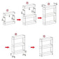 A bathroom organizer with wheels, neatly storing toiletries and cleaning supplies.