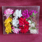 Multicolor flower hair pins displayed as mixed set for styling