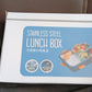 Side view of the durable stainless steel lunch box with a secure lid.