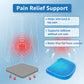 Orthopedic seat cushion demonstrating its compact size and portability.
