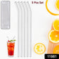 Set of durable borosilicate glass drinking straws for hot and cold drinks
