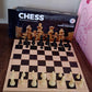 Lifestyle shot featuring the folding wooden chess set, perfect for family game nights.
