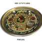 Overhead shot of the complete Pooja Thali Set with included bowls, diya, and vibrant diamond and pearl decorations.