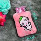 Internal view of the Pink Hot Water Bag, showing the cap and rubber bottle.