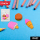 Close-up of a 3-piece set of fancy erasers, perfect as return gifts for kids.