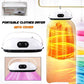 Portable clothes dryer with transparent cover and hanging rack.